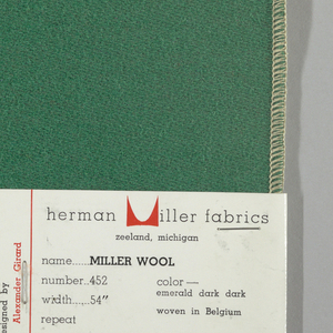 Textile Sample, Miller Wool, 1960