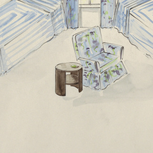 Drawing, Bedroom display with beds
