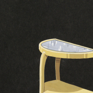Drawing, Half-round side table wit