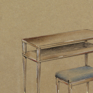 Drawing, 4. Vanity table and stool