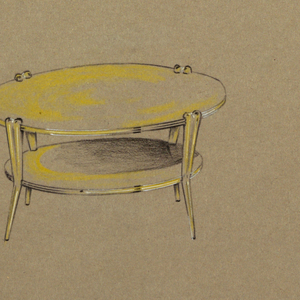 Drawing, Round side table with bot