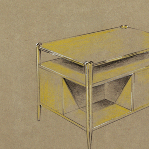 Drawing, Side table with shelves a