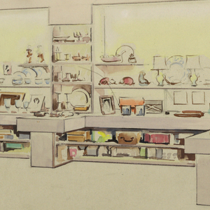 Drawing, Store display with sign e