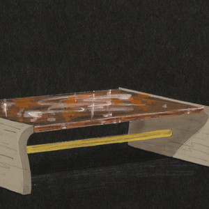 Drawing, Coffee table with colored