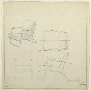 Drawing, Armchair, Metal, Upholste