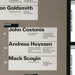Poster, Columbia School of Architecture Lecture Series, ca. 1985