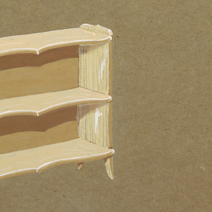 Drawing, Shelving unit, signed Alf