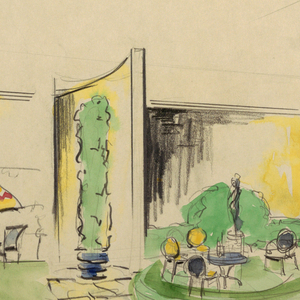 Drawing, Outdoor furniture display