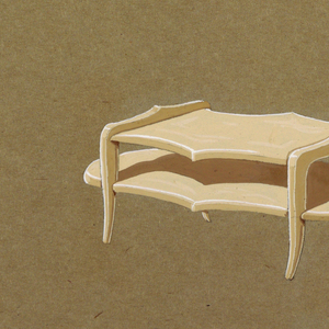 Drawing, Coffee table, signed Alfo