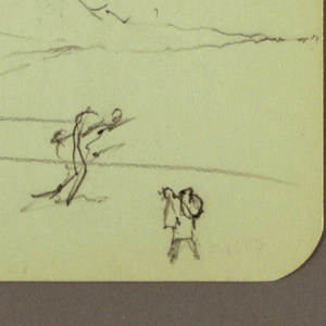 Drawing, Mountain, tree, figure; Verso: church, tree, 1883