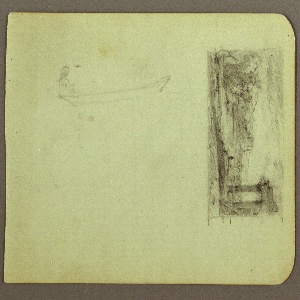Drawing, Figure in Skiff, Sketch of a Painting; Verso: Inscriptions, December 1883