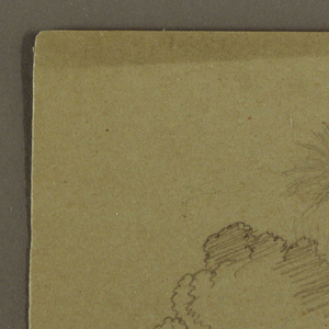 Drawing, Trees, figure, house Linstead, May 1865