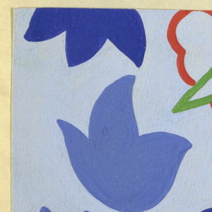 Drawing, Blattpflanze: Blues with Orange and Peach
