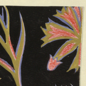 Drawing, Harlem: Black with Salmon and Blue