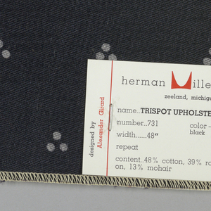 Textile Sample, Trispot Upholstery, 1957