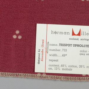 Textile Sample, Trispot Upholstery, 1957