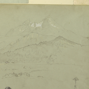 Drawing, Panoramic view of Unter-Schönau, 1868