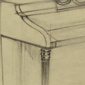 Drawing, Piano with swag detail on