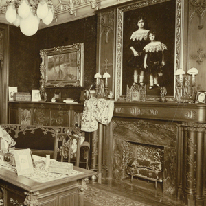 Drawing, Furnished Interior: Library with Desk, 19th–20th century