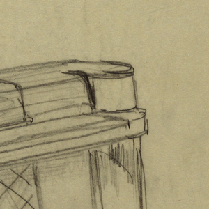 Drawing, Piano with curved body an
