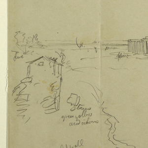 Drawing, Views of the Basilica and the Temple of Neptune, Paestum, Italy, April 1869