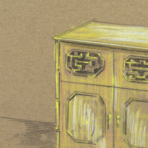Drawing, Rectangular yellow cabine