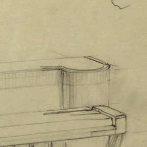 Drawing, Piano with concave front