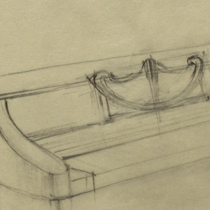 Drawing, Piano with molding on leg