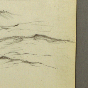 Drawing, Two sailboats, waves, possibly 1860