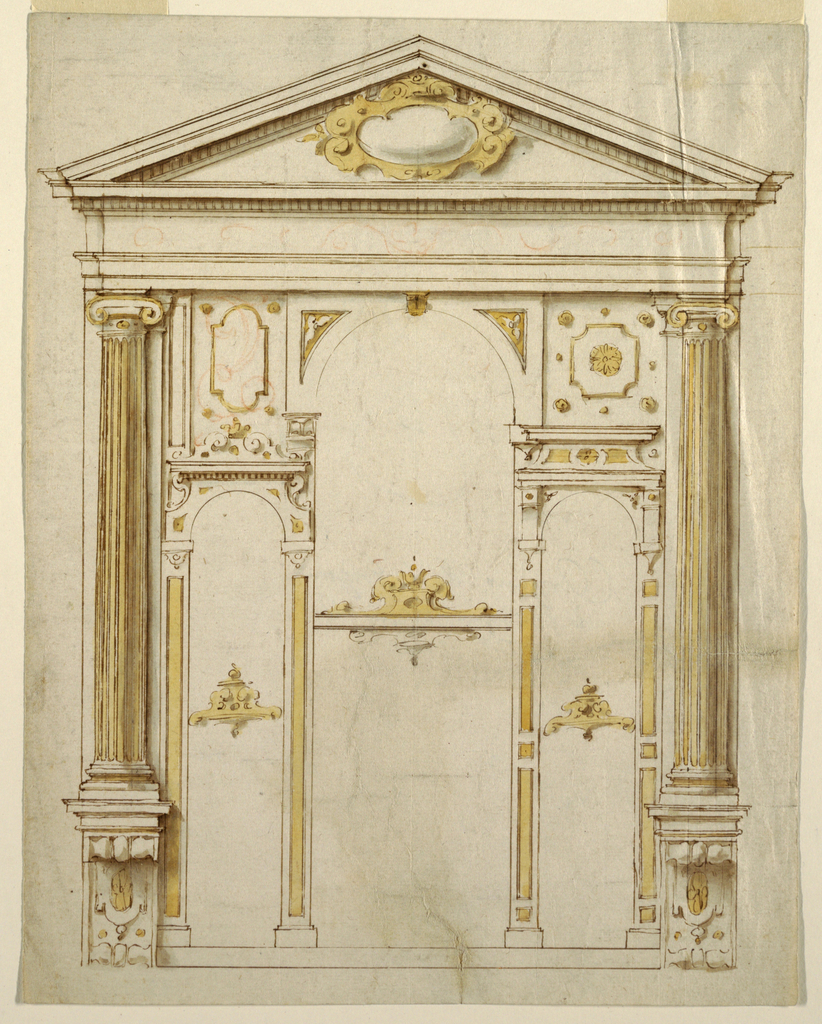 Drawing, Design for the organ case of S. Gregorio in Bologna