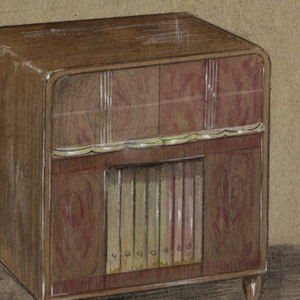Drawing, Rectangular brown cabinet