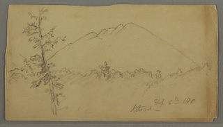 Drawing, Mt. Katahdin, woods, tree in foreground