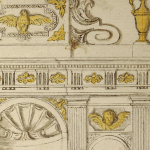 Drawing, Elevation of an altar retable for a project, ca. 1570-1600