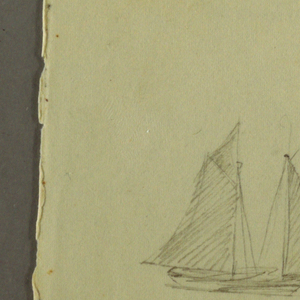 Drawing, House, sailboat, plant, September 1844