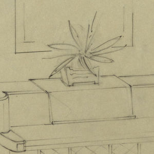 Drawing, Piano with curved sides a