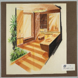 Drawing, Fiberglass House Bathroom Interior, 1971