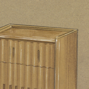 Drawing, Rectangular brown cabinet