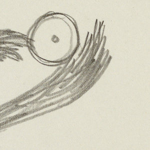 Drawing, Three feathers/plumes and