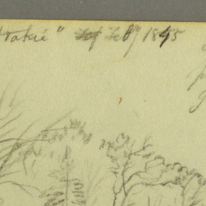 Drawing, Htakie (?) Pond Bordered by Trees, 1845
