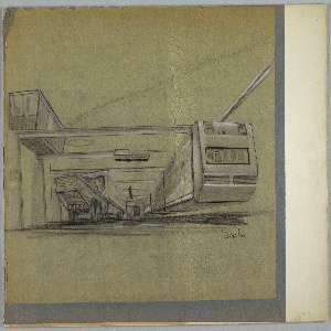 Drawing, Monorail Station for MacArthur Airport, ca. 1950s–70s