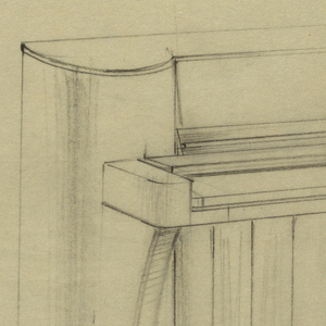 Drawing, Piano with concave front
