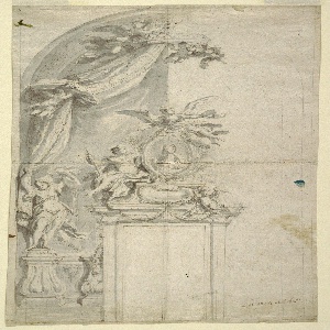 Drawing, Study for the memorial to Giovanni Domenico Milano, Duca di San Giorgio, in the Sacristy of S. Domenico Maggiore, Naples, ca. 1712