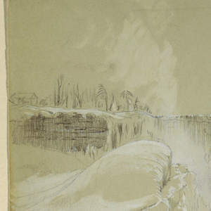 Drawing, Niagara Falls in Snow, from the Northwest, March 20, 1856