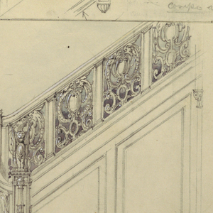 Drawing, Staircase with Griffin Balusters, 19th–20th century