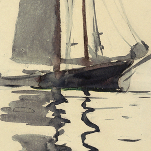 Drawing, Two-masted Schooner with Dory, 1894