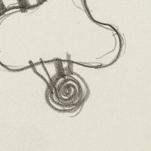 Drawing, Three fluid forms on a br