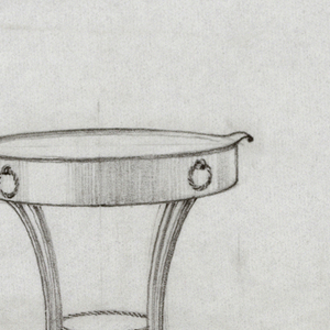Drawing, Table with Removable Tray-top in Painted Metal, 1930s