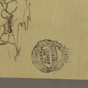 Drawing, Man shaving, seen from back, possibly 1878