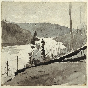 Drawing, Mountain River or Lake, ca. 1895