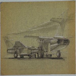 Drawing, Monorail Station for MacArthur Airport, ca. 1950s–70s